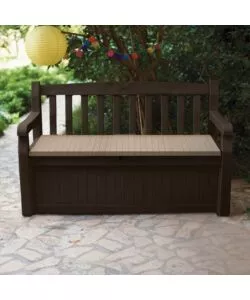 PANCHINA CASSAPANCA KETER "EDEN STORAGE BENCH" IN RESINA MARRONE, 140X60X84 CM